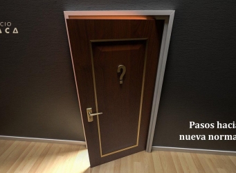 Una puerta entreabierta con un interrogante